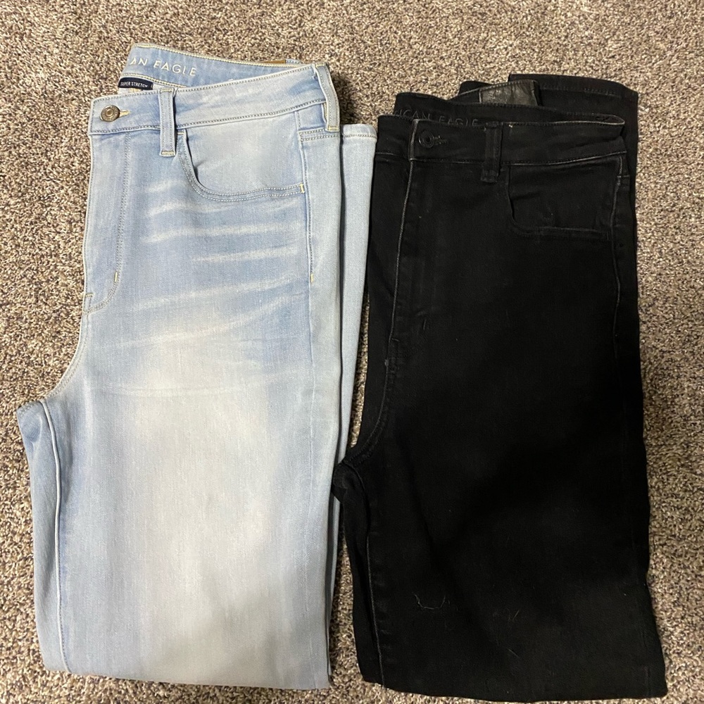 American Eagle skinny jeans light and black Sz 12